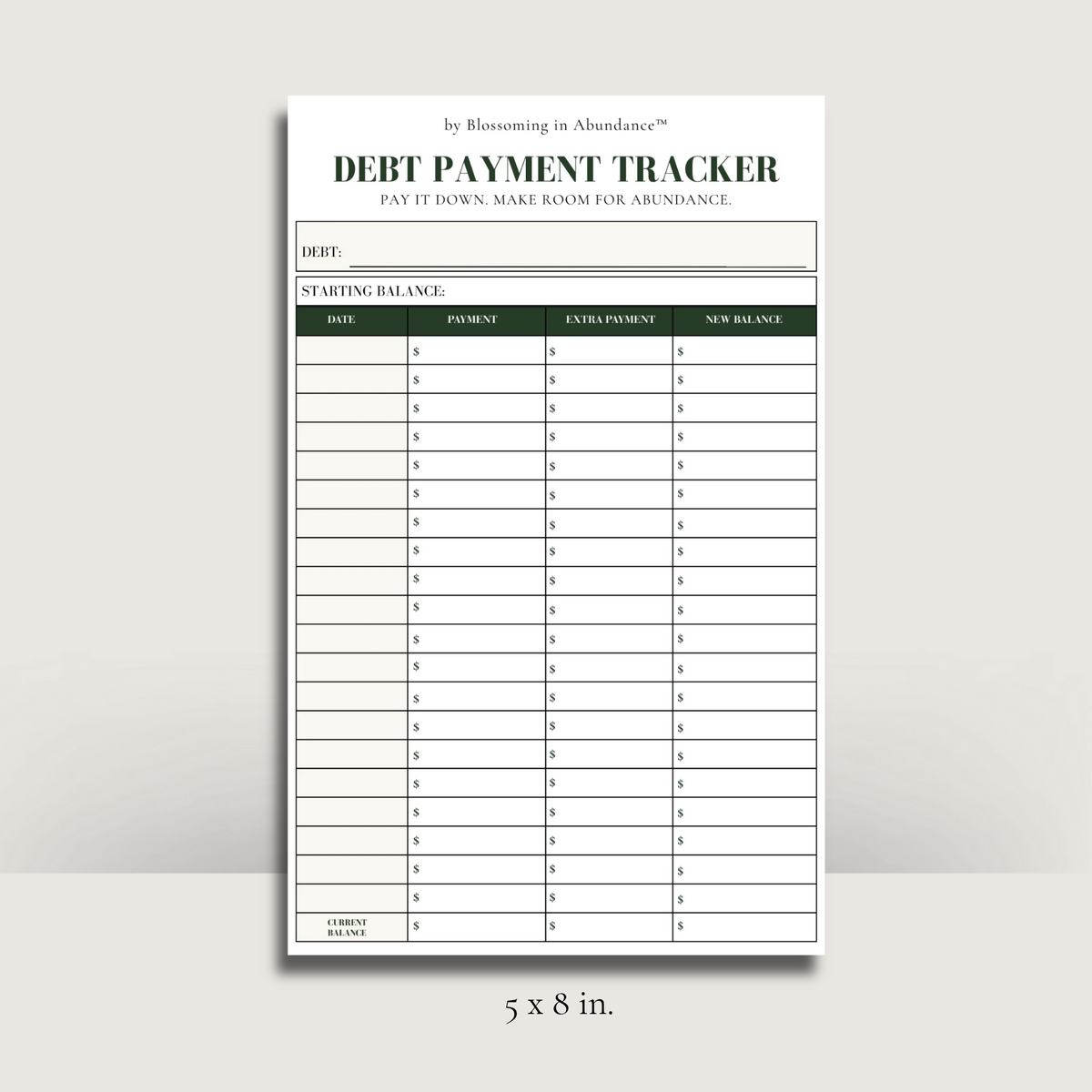 Debt Payment Tracker Notepad